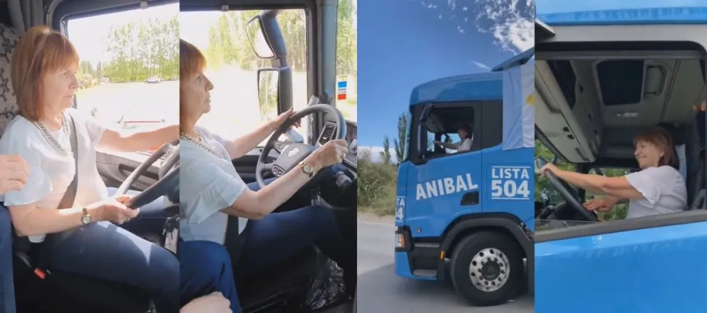 VIDEO: Patricia Bullrich llegó a Cipolletti manejando un camión sin tener licencia habilitante y generó revuelo 