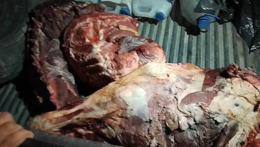 Más de 360 kilos de carne y 400 litros de combustible fueron incautados por la Policía