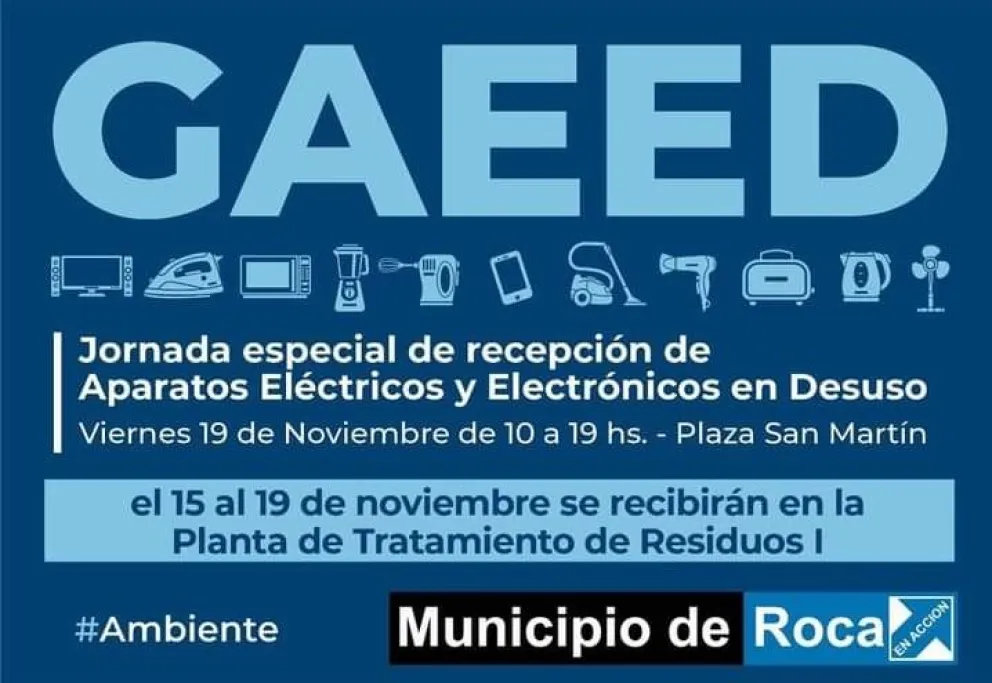Harán una jornada especial de recepción de aparatos electrónicos y eléctricos en desuso