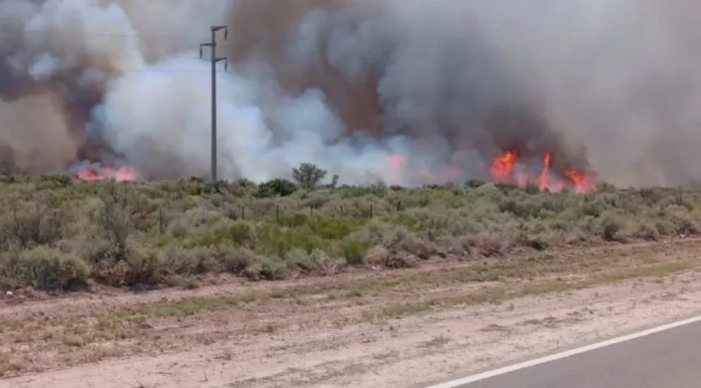 Incendio en Chimpay: El fuego se controló y por ahora se circula con normalidad en la Ruta 22