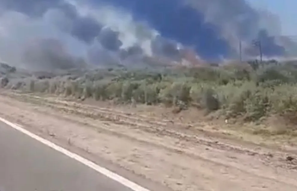 Incendio en Chimpay: por ahora está controlado pero se esperan fuertes vientos por la tarde