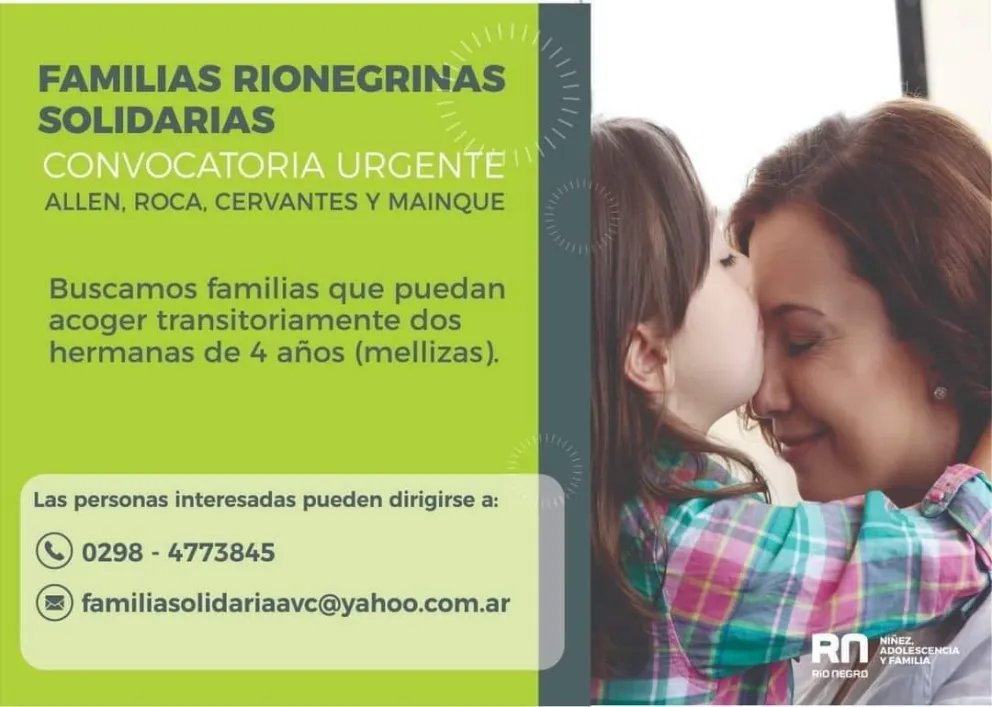 Buscan familias solidarias para hermanitas de cuatro años